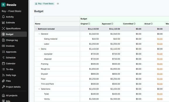 Budget - Cost item example-1