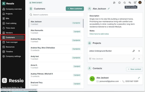 Customer page