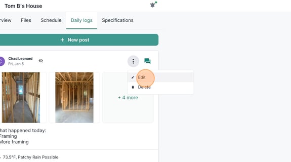 Post a Daily Log on Contractor Project Daily Logs - Step 9