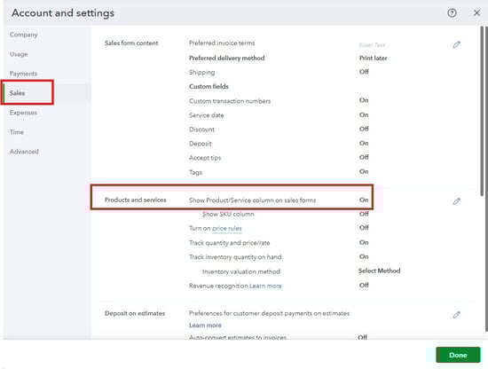 QB settings sales1