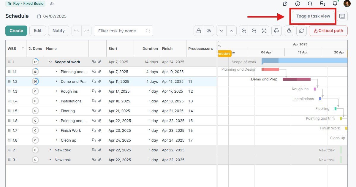 Schedule Overview
