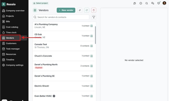 Vendor nav