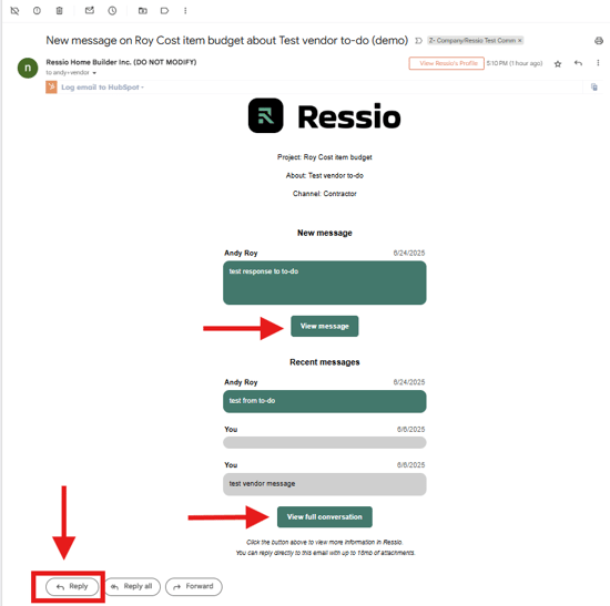 Vendor reply